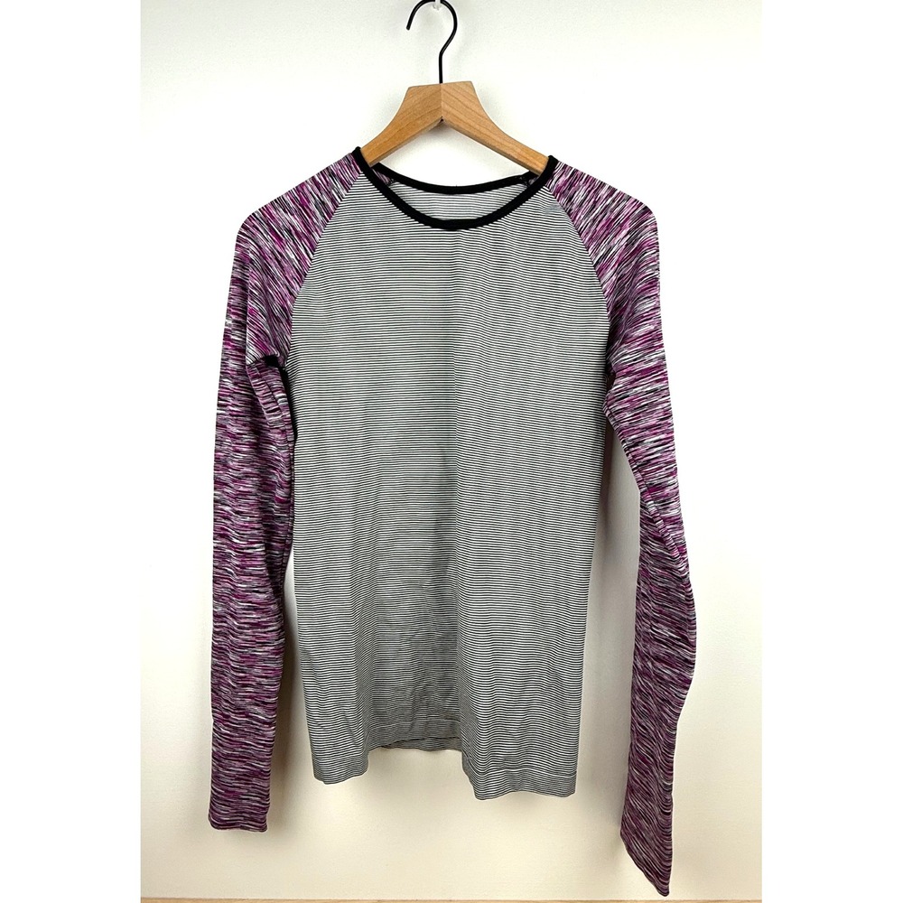 Activewear Long Sleeve Striped Athletic Shirt Top Women's‎ Purple